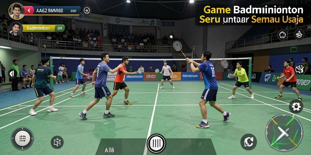 Tampilan antarmuka game Badminton AA62 yang menarik dan interaktif.