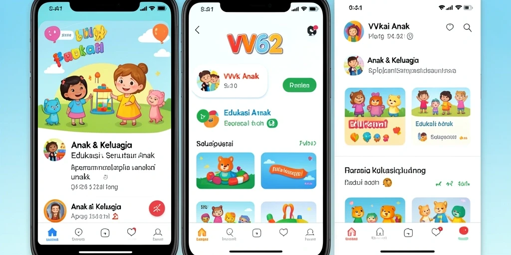 Antarmuka VV62 menampilkan berbagai permainan edukasi yang menarik.